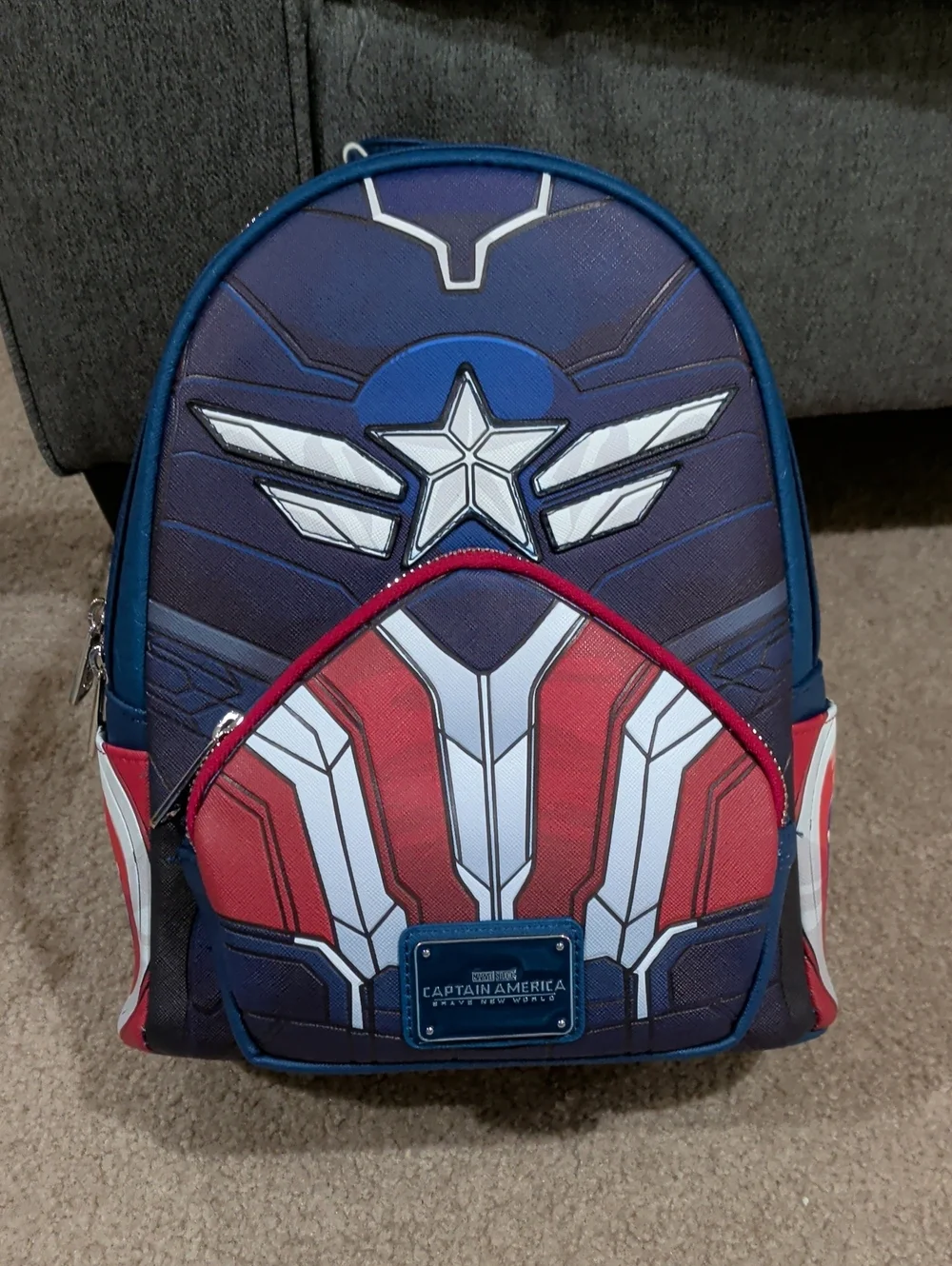 Loungefly Captain America Shield Colorblock Mini Backpack - Blue Red White